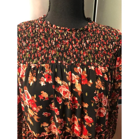 CE CE FLORAL DRESS XS SMOCKED LINED FLIRTY FLOW - Picture 2 of 11